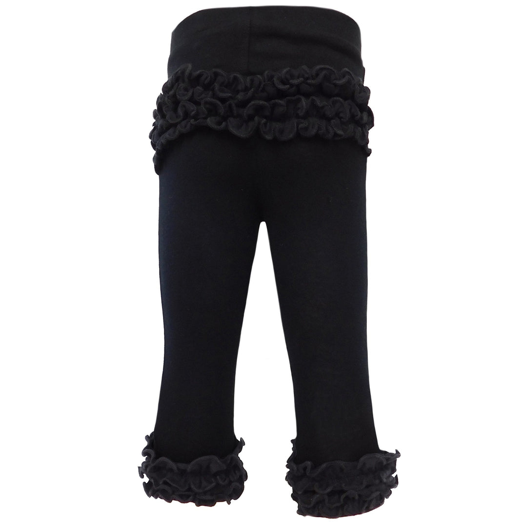 AnnLoren Baby Girls Boutique Black Ruffle Butt Leggings Set-0