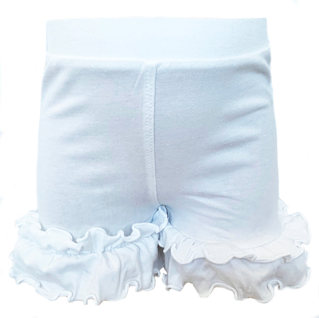 AnnLoren Girls White Knit Ruffle Shorts  Summer Camp Clothing-0