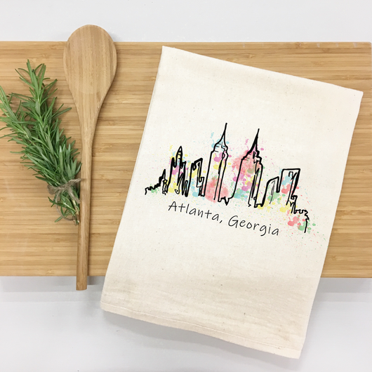 Atlanta Skyline Watercolor Kitchen Towel-0