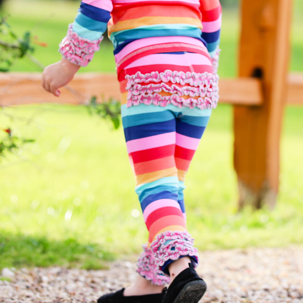 AnnLoren Little & Big Girls Boutique Rainbow Ruffle Butt Leggings-1