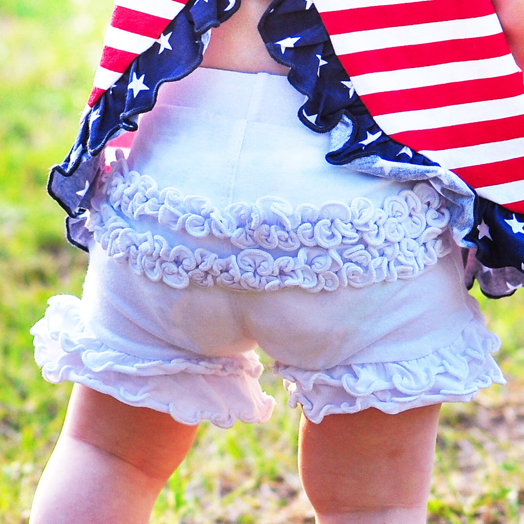 AnnLoren Baby Girls White Ruffle Butt Shorts 6/12 mo-2/3T-1