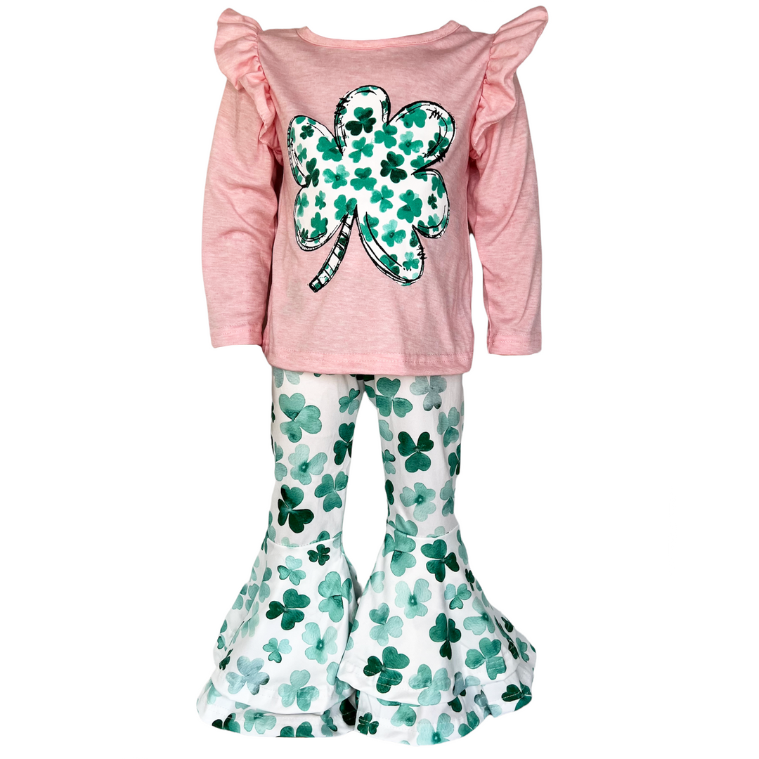 AL Limited St Patricks Day Clover Holiday Top Pants Outfit Set-2