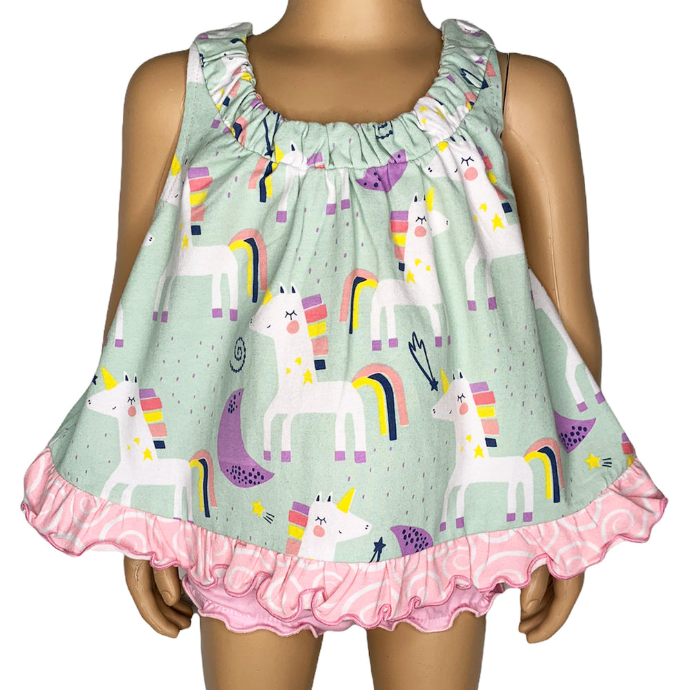 AnnLoren Baby and Big Girls Unicorn Swing Tank Top Spring Summer Separates-1