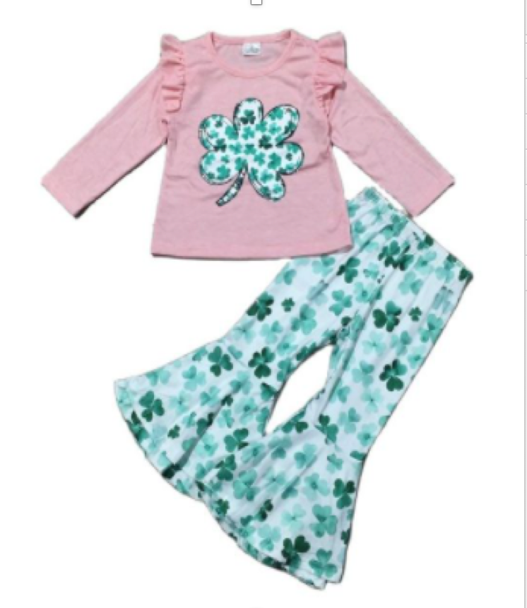 AL Limited St Patricks Day Clover Holiday Top Pants Outfit Set-1