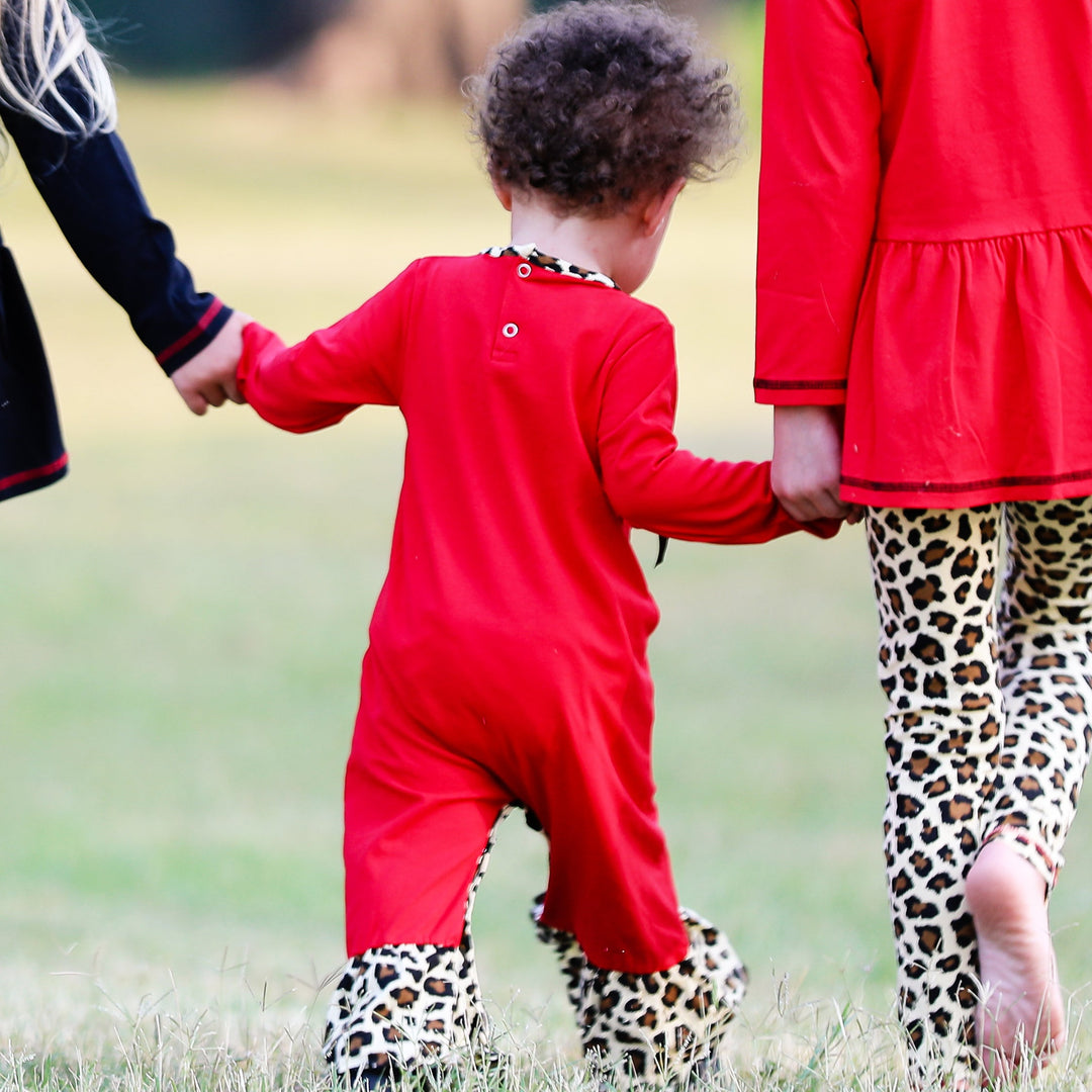 AnnLoren Baby Girls Leopard Valentines Holiday Heart Romper Outfit One Piece-3