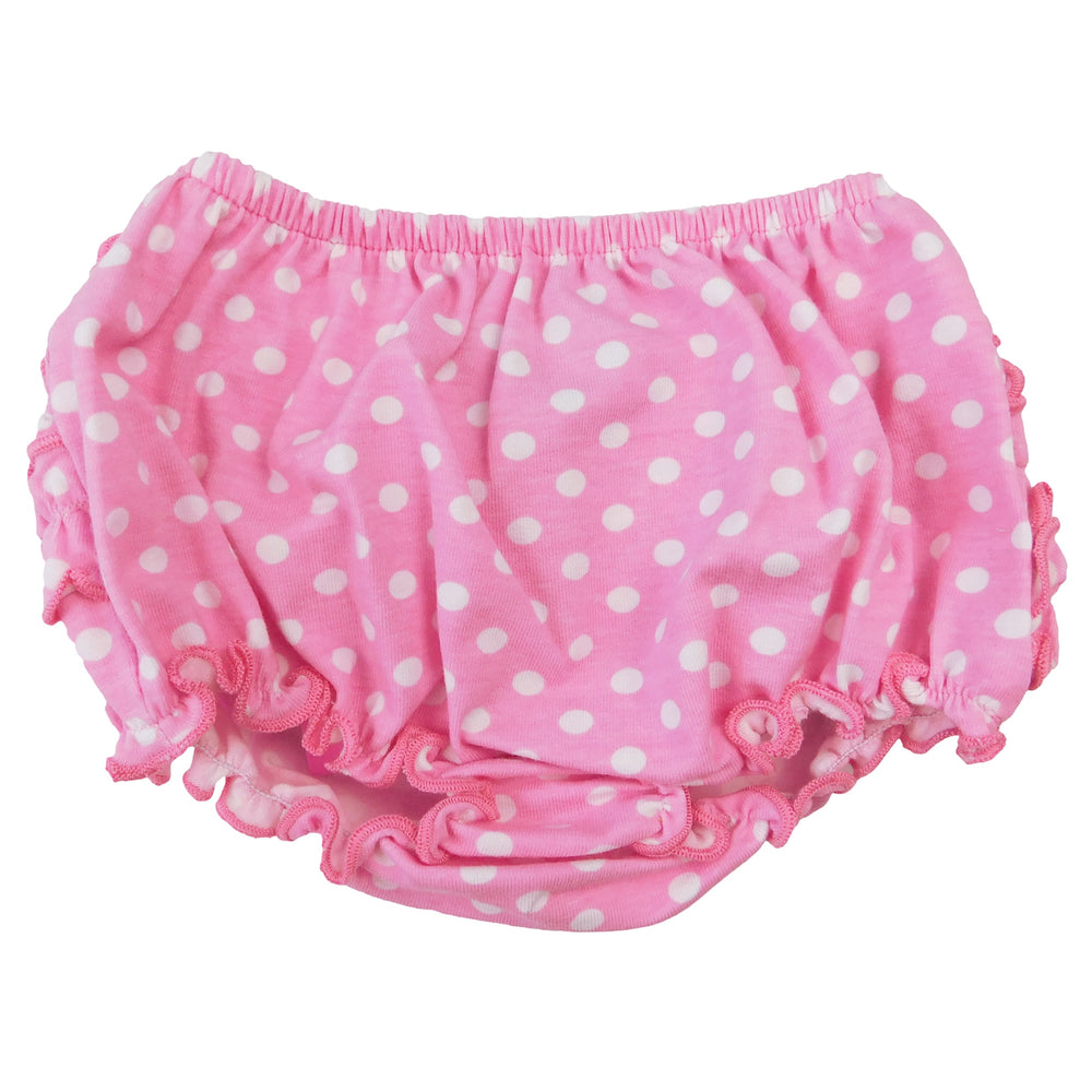 AnnLoren Baby & Toddler Girls Pink Polka Dot Knit Ruffled Butt Bloomer Diaper Cover-1