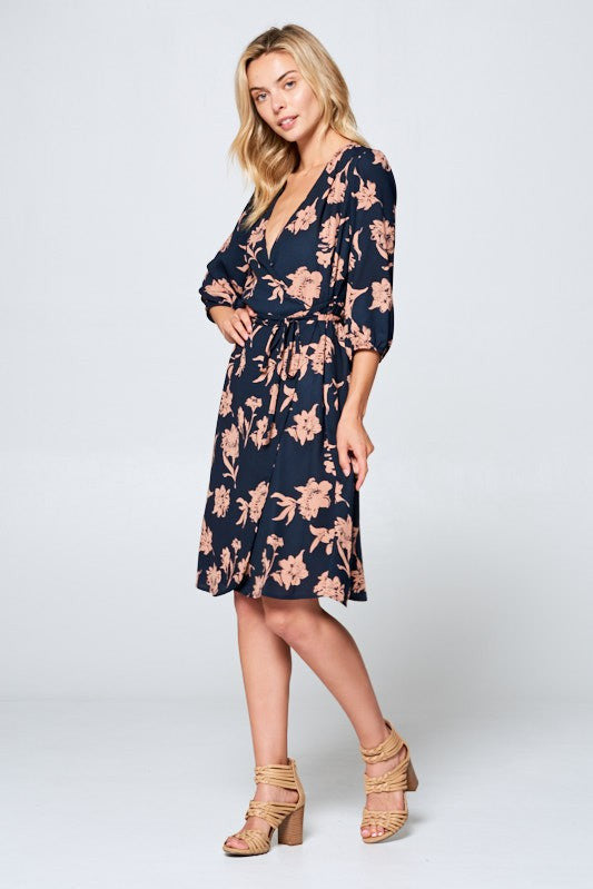 3/4 SLEEVE MIDI DRESS-1